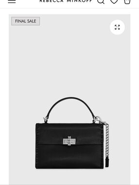 Rebecca Minkoff Black Leather Satchel with Silver Chain Accent